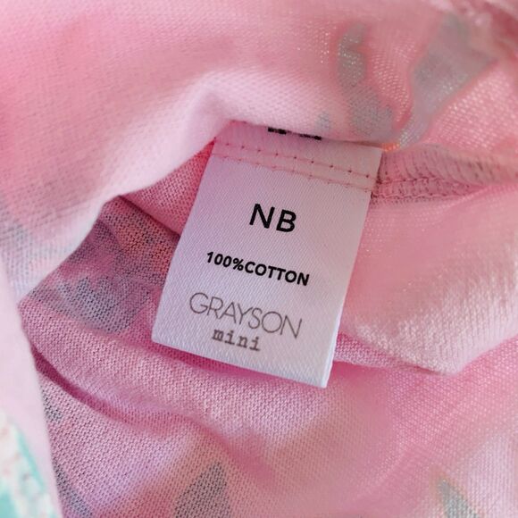 NWT Grayson Mini Baby Girl Romper Headband Newborn NB Pink Tropical Ruffle Boho - Picture 4 of 5